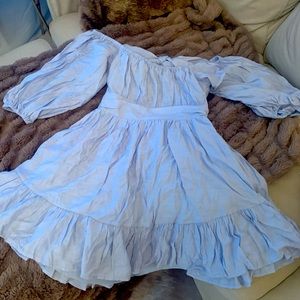 Baby blue off the shoulder dress